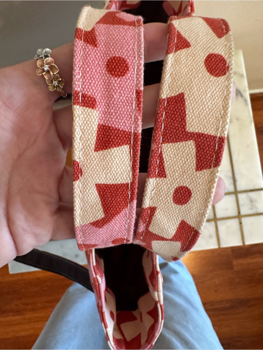 Maika Red and Pink Floral Mini Tote/Crossbody Bag - Picture 8 of 11